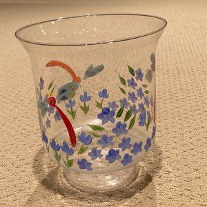 Hurricane Glass Dome Candle Holder Vase Floral Dragon Fly